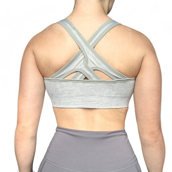 Gymshark High Coverage Floral Grey Sports Bra Medium Support Women Size Small - Picture 5 of 5